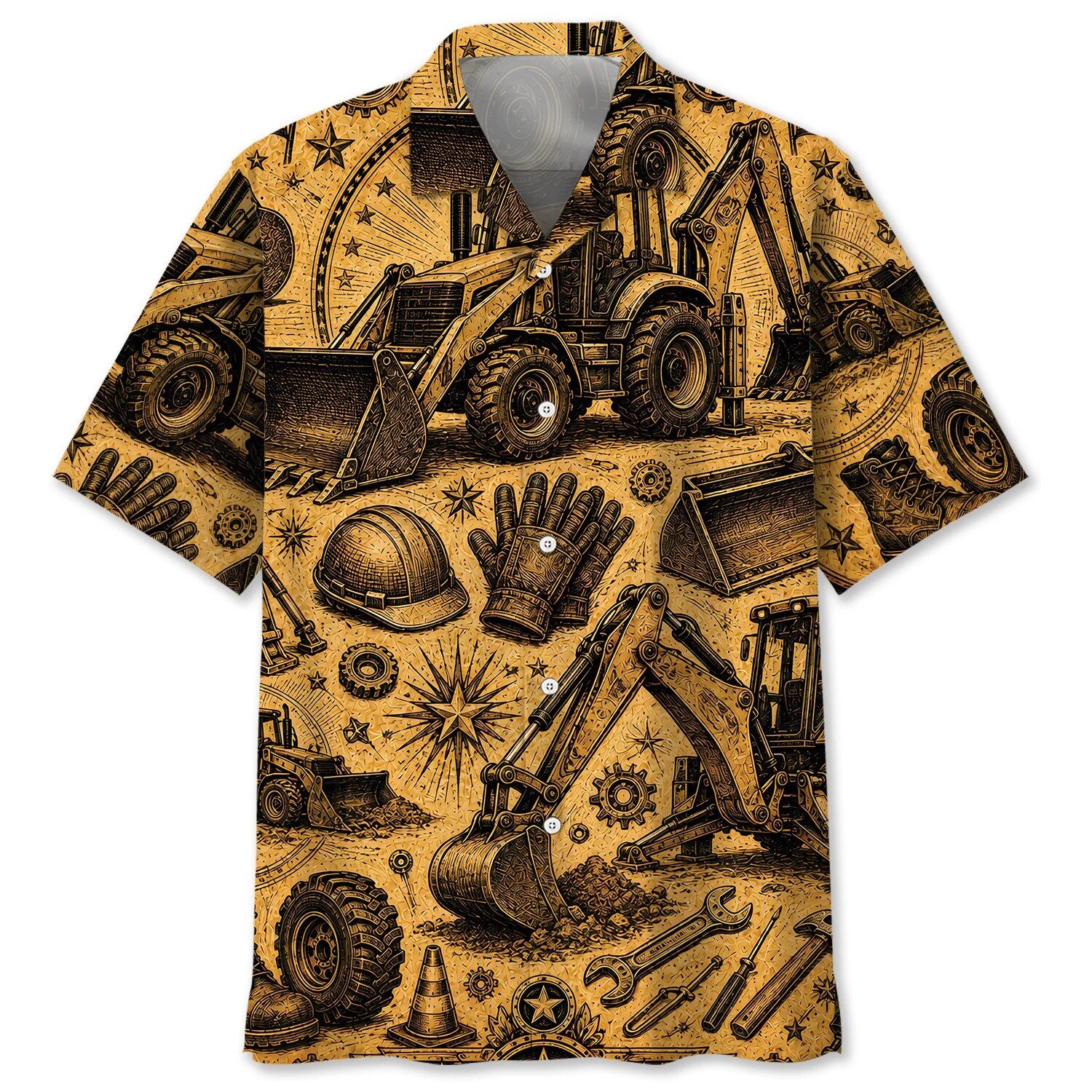Vintage Construction Equipment Backhoe Operator Hawaiian Shirt
